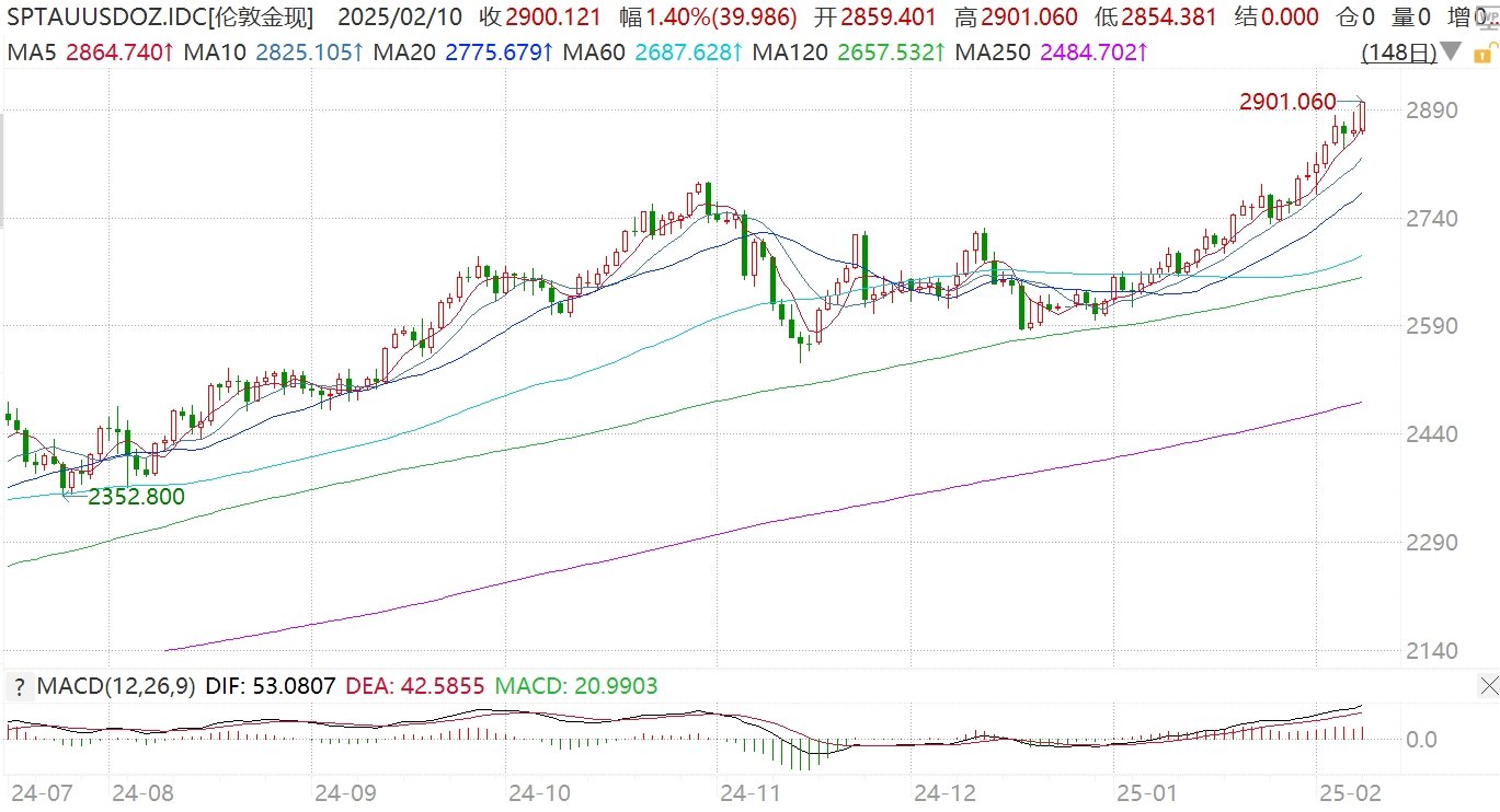 现货黄金站上2900美元大关 续刷历史新高